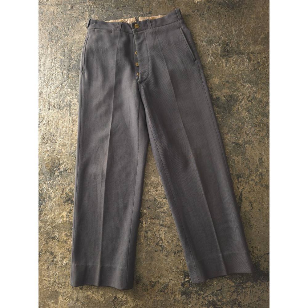 Vintage 1960s Grey Wool Gabardine Military Uniform Pants 30x27.5 Yugoslavia